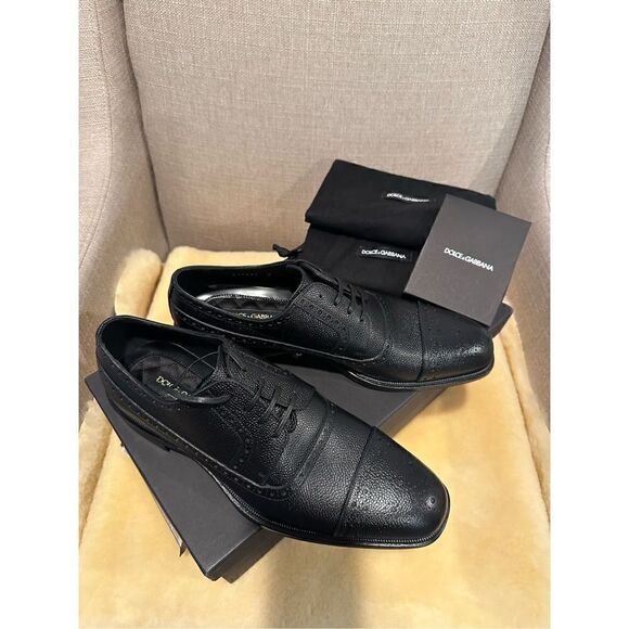 Dolce & Gabbana Men’s lace-ups black dress leather shoes size 8, NIB main image 5